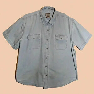 C.E. Schmidt Workwear Gray Short Sleeve Collared Shirt‎ Size XL Button Down Top